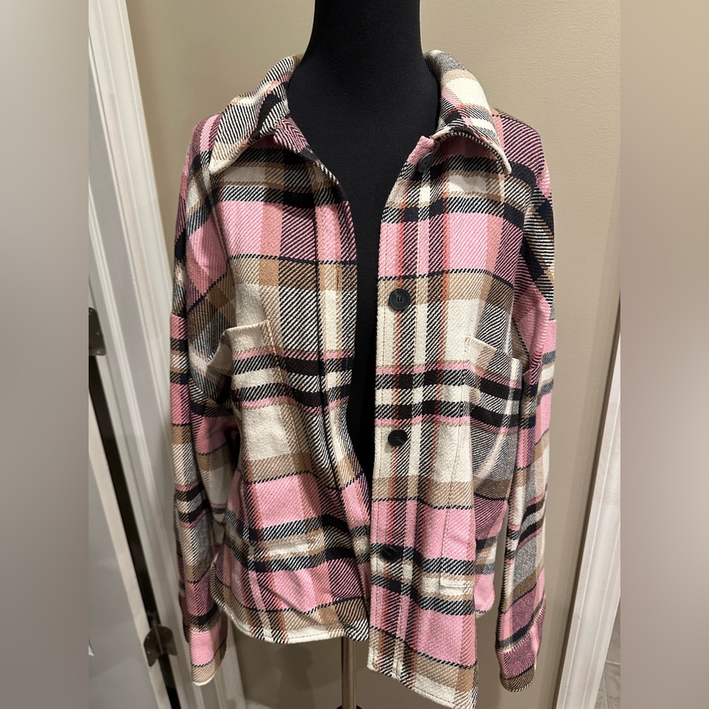 Zara Pink and Black Teddy Jacket